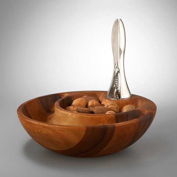 Vintage Nambe Wooden Eclipse Nut Bowl - Picture 2 of 7